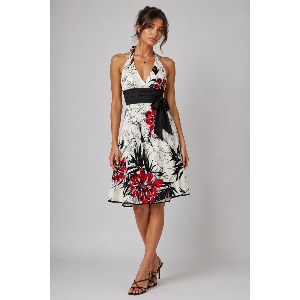 Y2K Speechless Floral Halter Dress Juniors 7 Coquette Party Homecoming